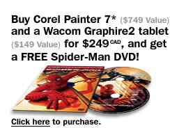 Buy Corel Painter 7 and a Wacom Graphire 2 tablet , and get a FREE Spider-Man DVD!