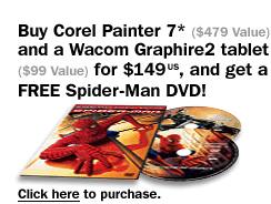 Buy Corel Painter 7 and a Wacom Graphire 2 tablet , and get a FREE Spider-Man DVD!